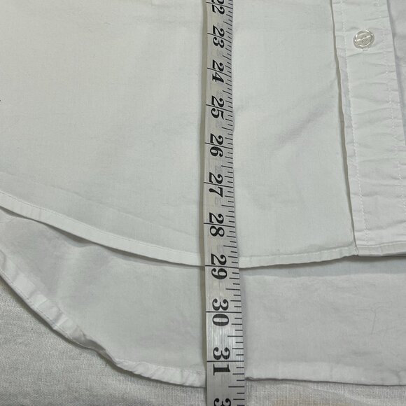 Jason Wu Womens White Button Down Shirt M Cotton Stretch Long Sleeve Oversized - Picture 7 of 11